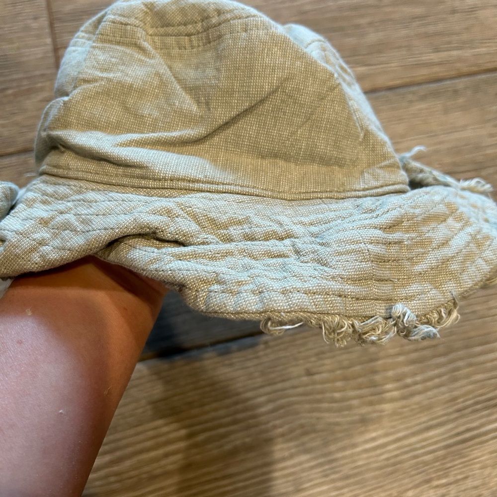 Rylee + Cru Light Olive Green Frayed Brim Kids Sun Hat